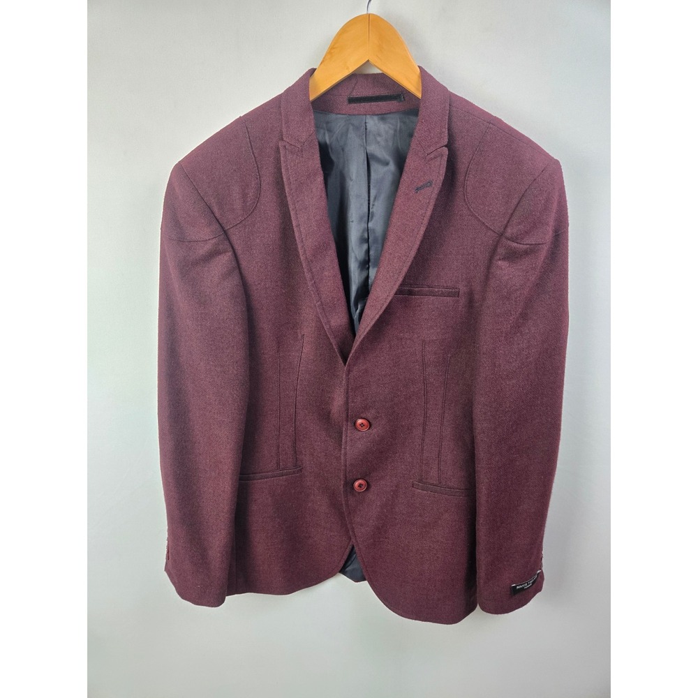 Makis Tselios Homme Blazer Jacket Mens M Burgundy Purple Slim Fit Sport Coat